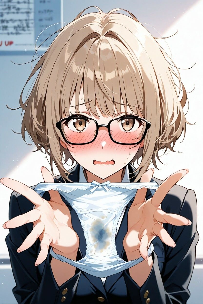 200枚＋PDF】清楚系メガネ女子大生の秘められた決壊 ── 柔らかな茶髪に広がる絶望のシミ ── お漏らし＆シミ付きパンツ特化集 サンプル画像3