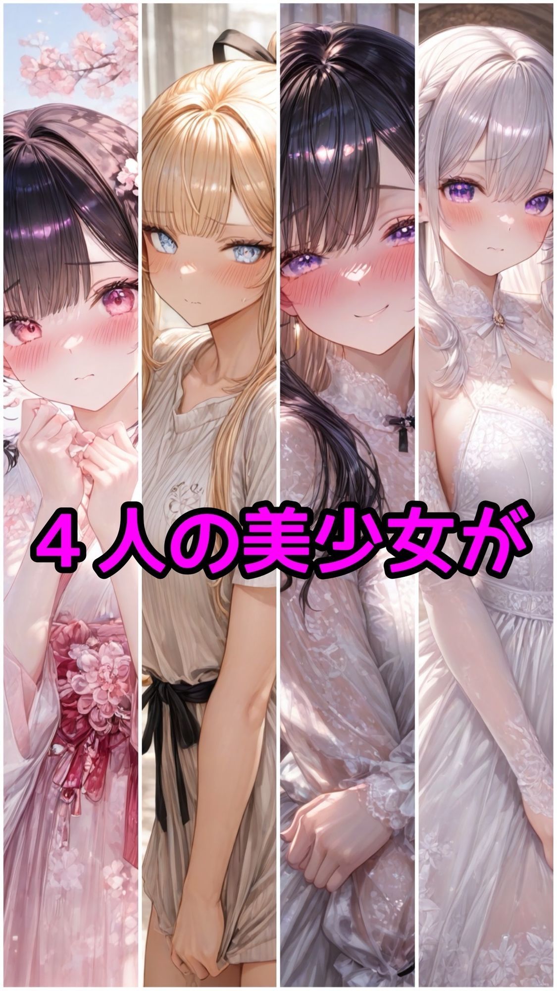 4人の美少女  触手姦 サンプル画像1