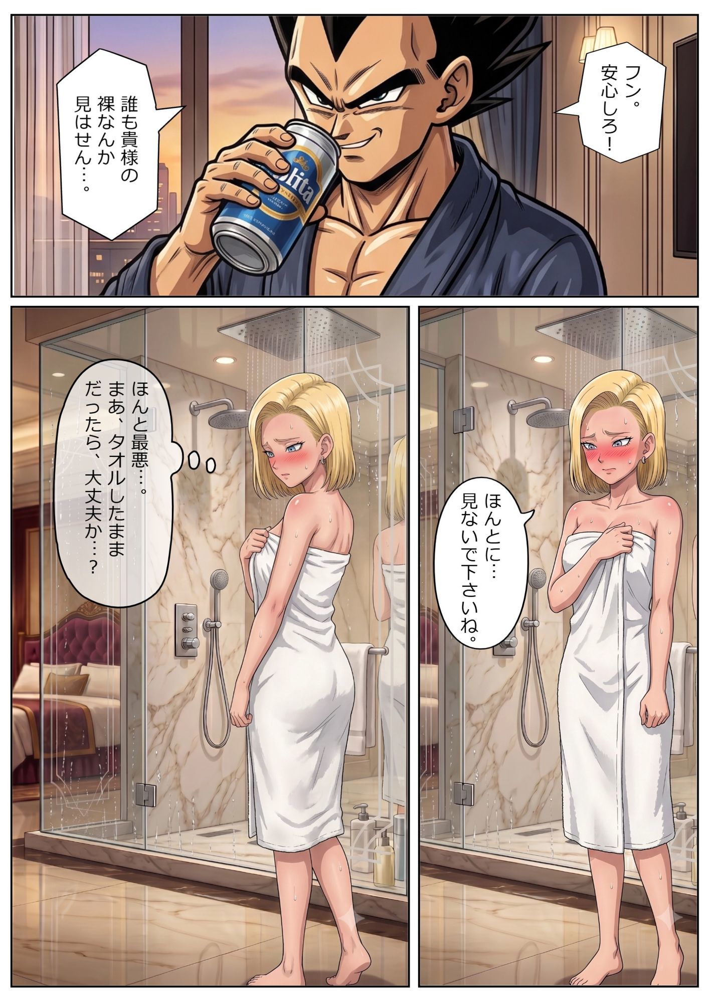 52枚【18号 ×ベジータ】大嫌いな上司に シャワー中に犯●れ、立ちバック、 おっぱいワイパー、掃除フェラの無限ループ 1 サンプル画像10
