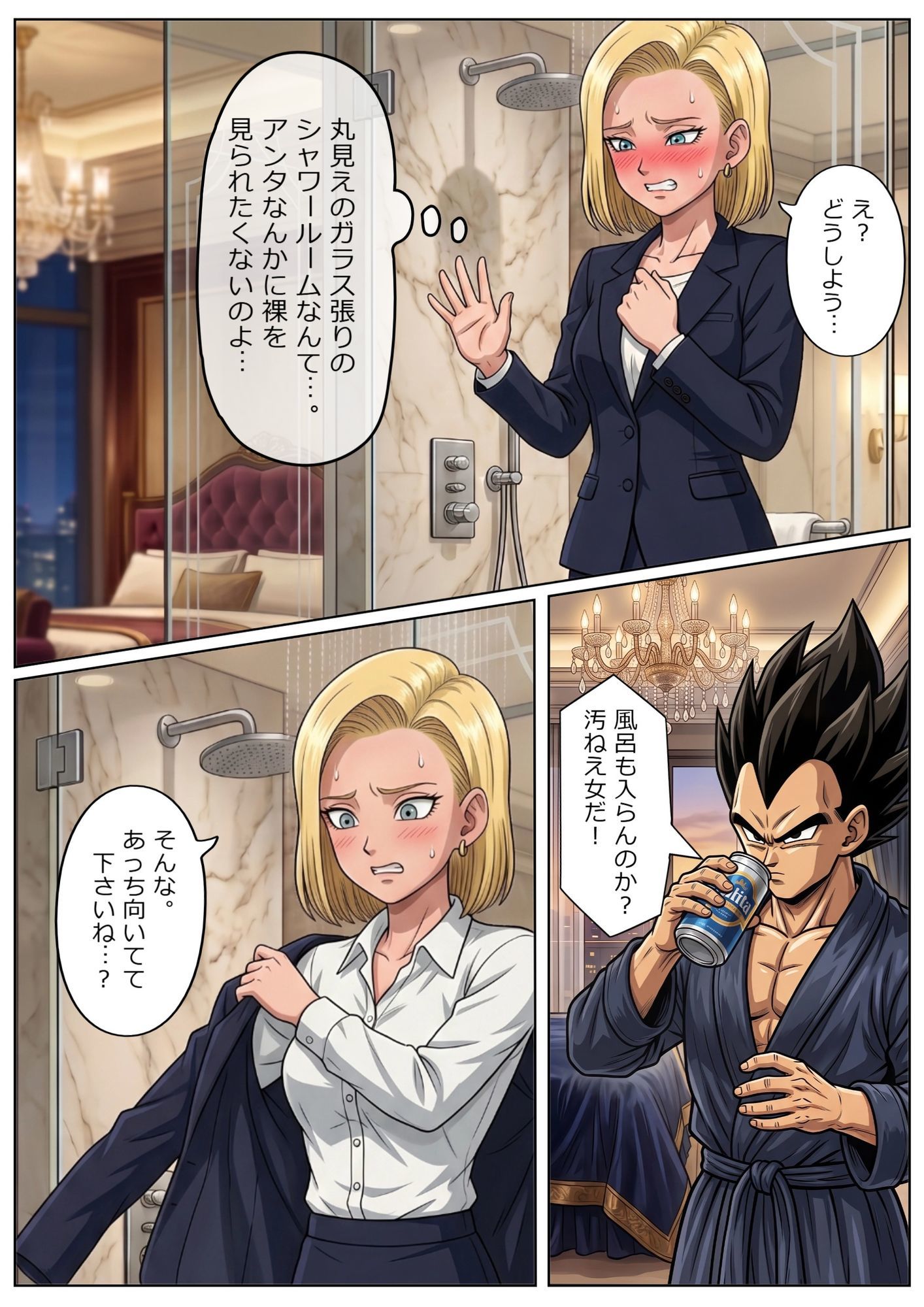 52枚【18号 ×ベジータ】大嫌いな上司に シャワー中に犯●れ、立ちバック、 おっぱいワイパー、掃除フェラの無限ループ 1 サンプル画像9