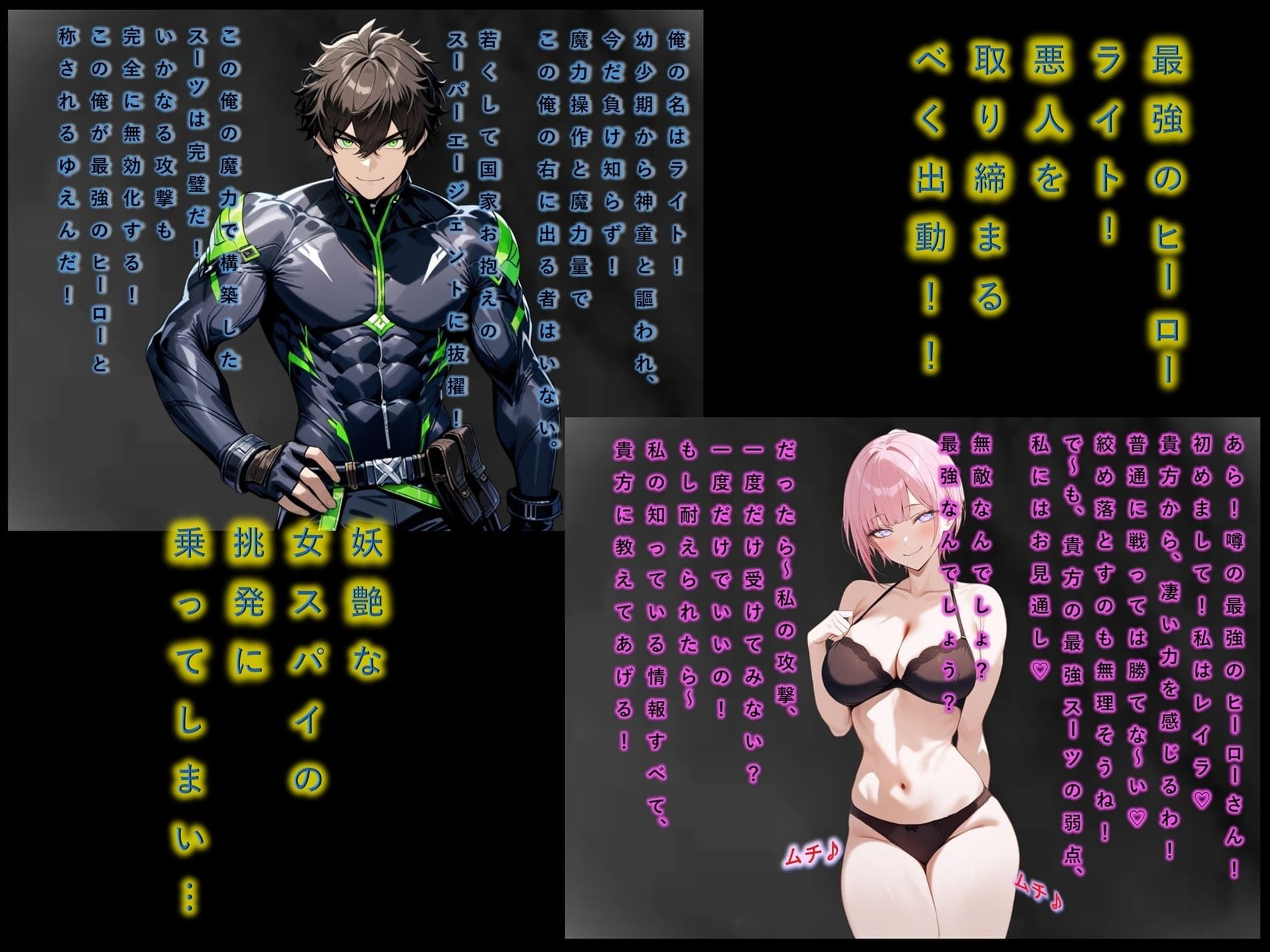 M格闘★悪の組織・女スパイの誘惑（はーと）最強ヒーロー！連続絞め落としで完全敗北！！ サンプル画像1