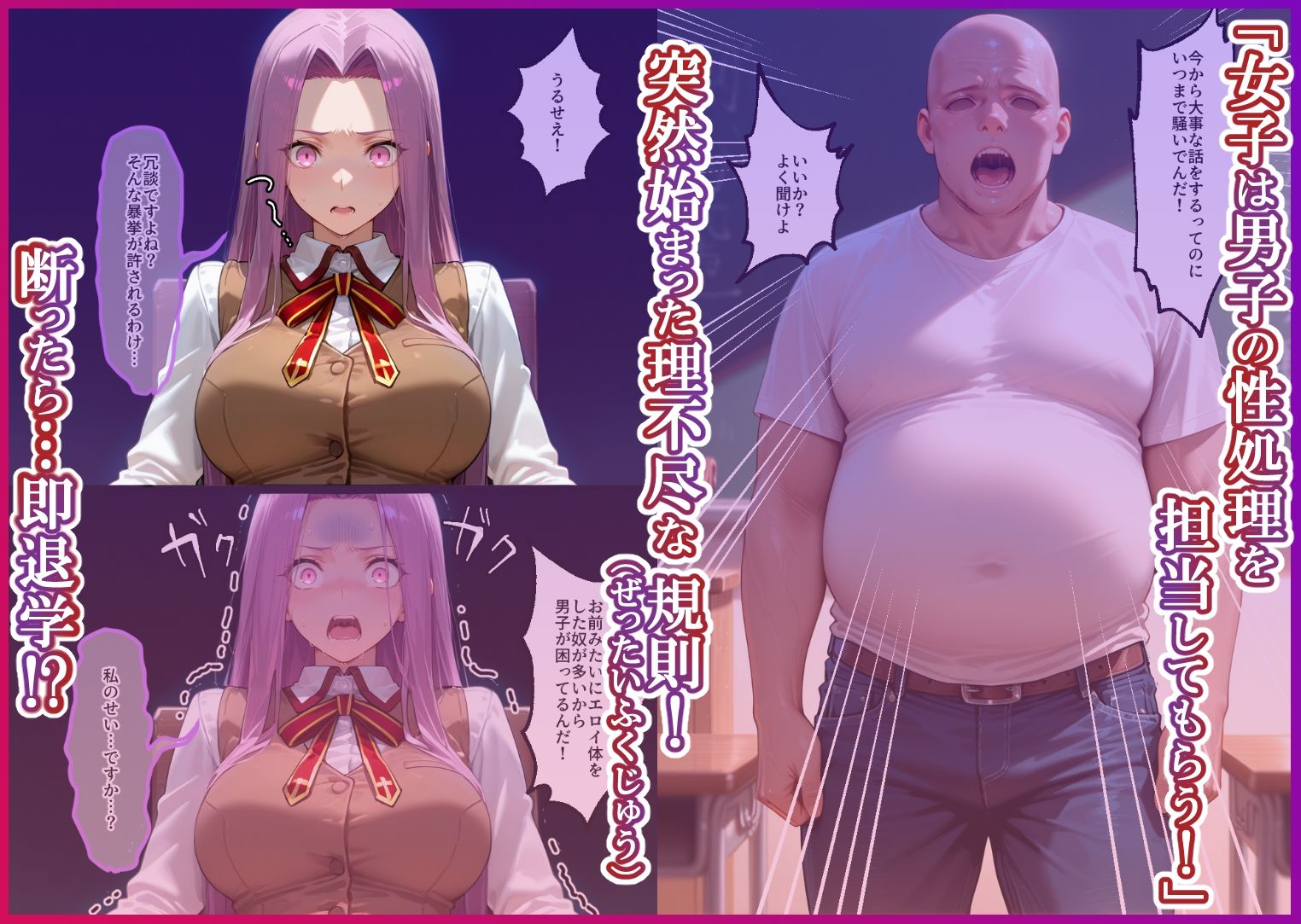 S○Xしないと即退学？ 今日から全員強●性処理部（はーと）中出しでご奉仕ポイント大量GET快楽堕ち凌●学園  フェ〇ト編 サンプル画像1