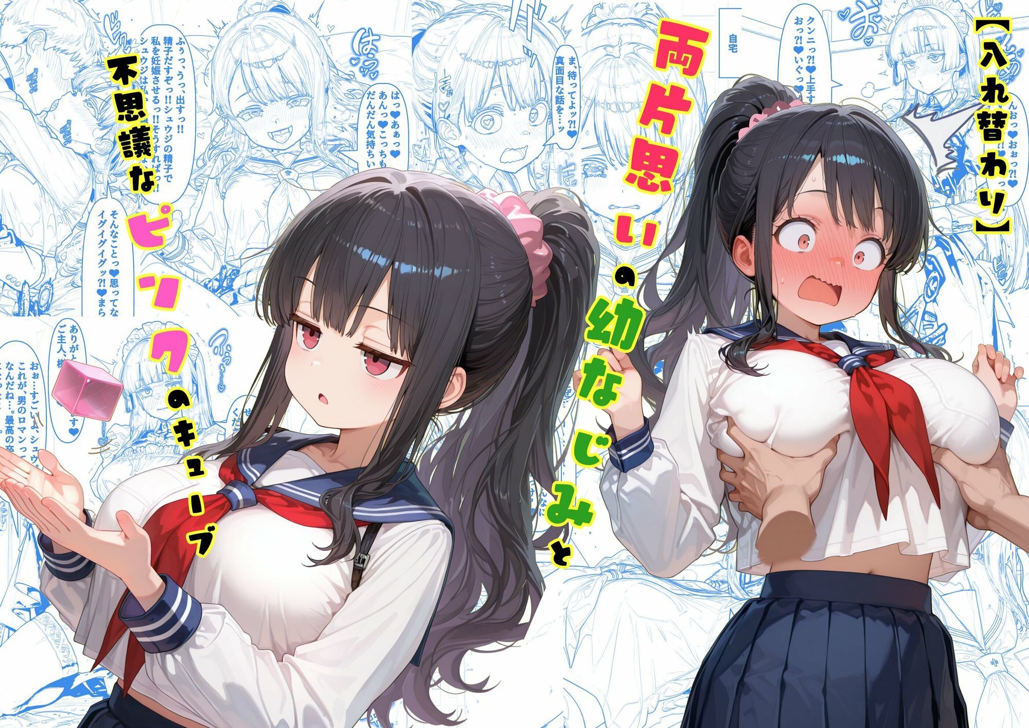 TS2作品セット7（【寄生】生意気な後輩の中に触手が入っていった話・【入れ替わり】両片思いの幼なじみと不思議なピンクのキューブ） サンプル画像4