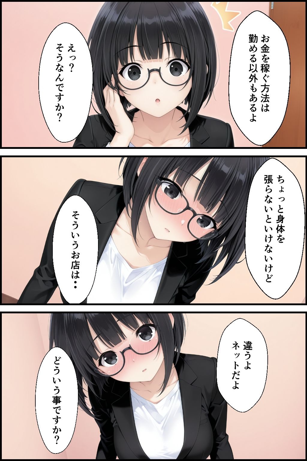 「会社辞めたい…でもお金がない」新人地味眼鏡ちゃんに秘密の副業を教えて中出しした話 サンプル画像3