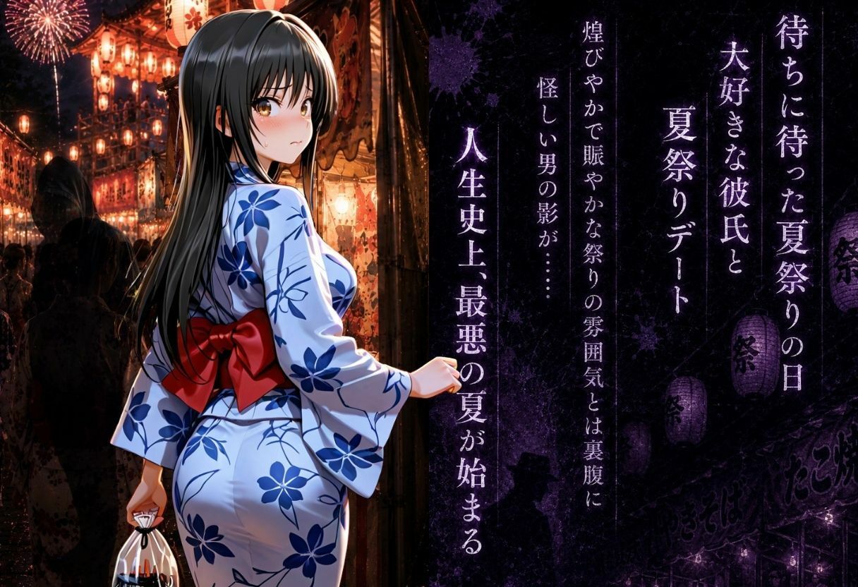 「夏祭りの夜に奪われた恋 〜ヤンキー不良に犯●れ、浴衣のまま絶頂する彼女〜」 サンプル画像1