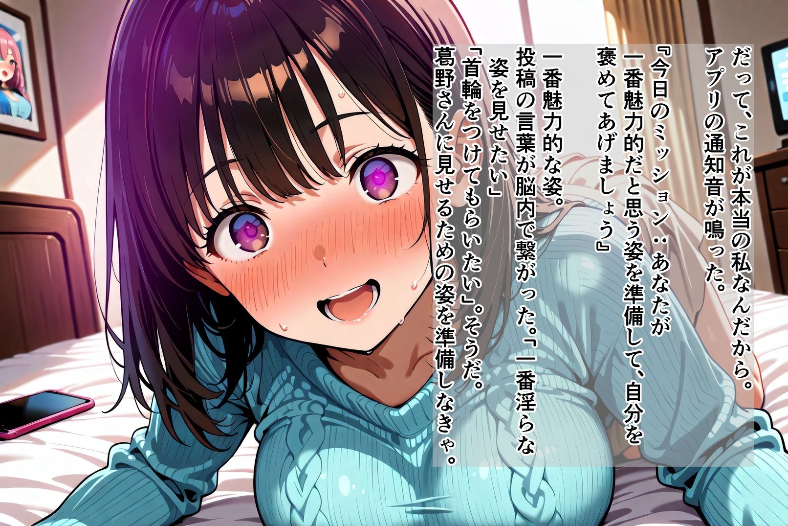「私の好きなところ:笑顔、髪、そして――」SNS投稿が現実になるアプリで淫らに書き換えられた私_前編 サンプル画像9