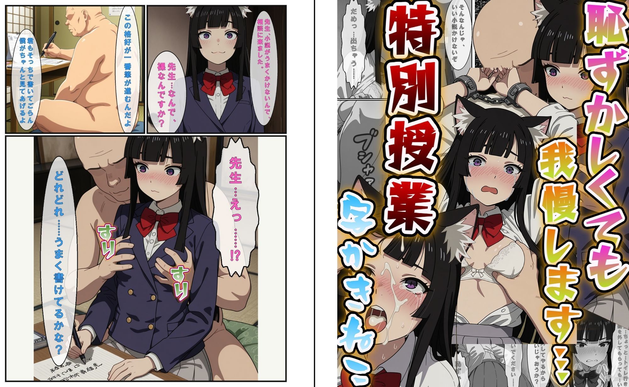 『捕獲された獣人女子、倉庫で男の餌食に！！』＆『恥ずかしくても我慢します…。字かきねこの特別授業』【静止画304枚（セリフあり・なし収録）＋動画8本（13分12秒）/音声・効果音入り】 サンプル画像6
