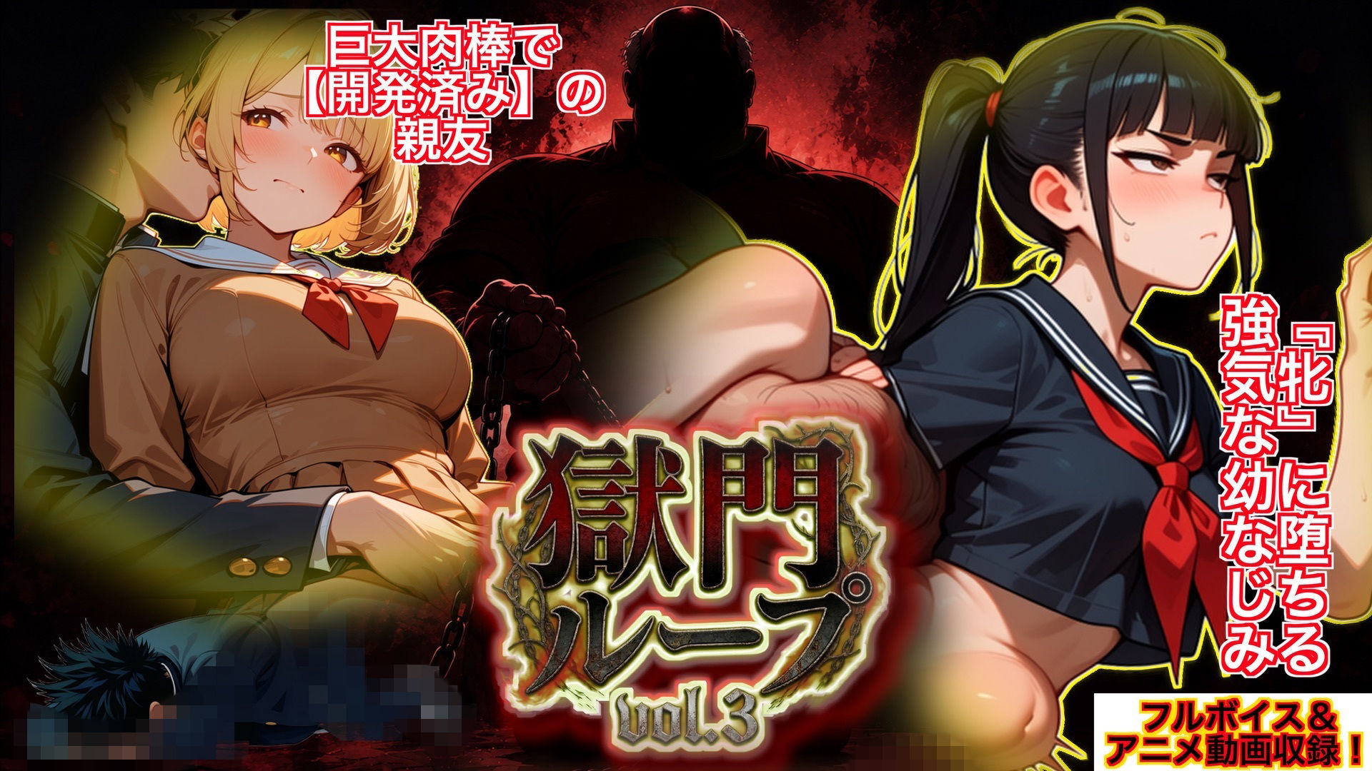 『獄門ループvol.3 〜絶対敗北の孕ませNTRゲーム。義父の巨大肉棒に開発済みの親友と、牝に堕ちる強気な幼馴染〜【フルボイス動画フィニッシュ】』 サンプル画像1