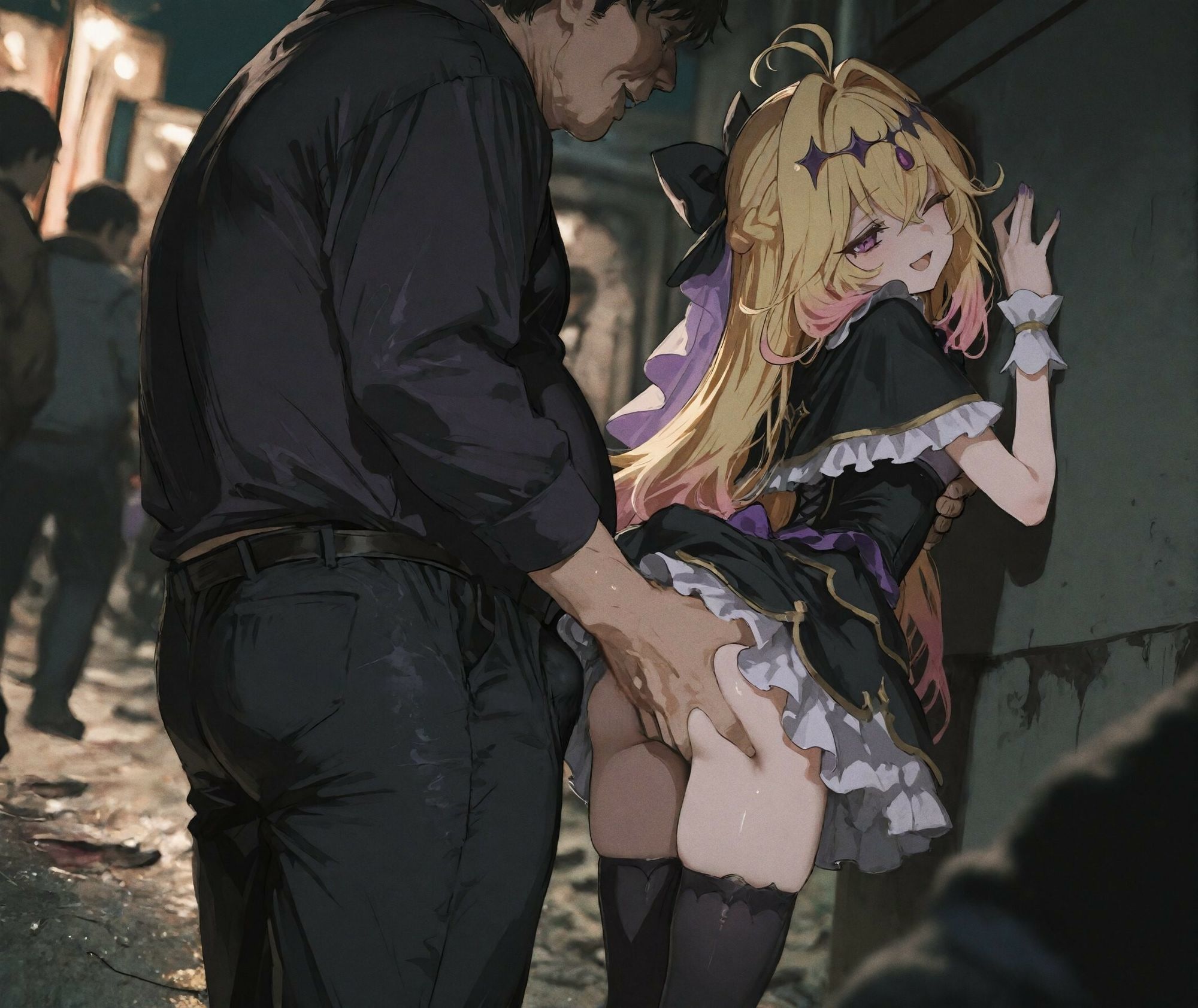 【489枚＋9動画】裏路地で自ら股を開き、汚いおじさん達に搾り取られるエナジー！るるかの娼婦に堕ちる夜 サンプル画像2