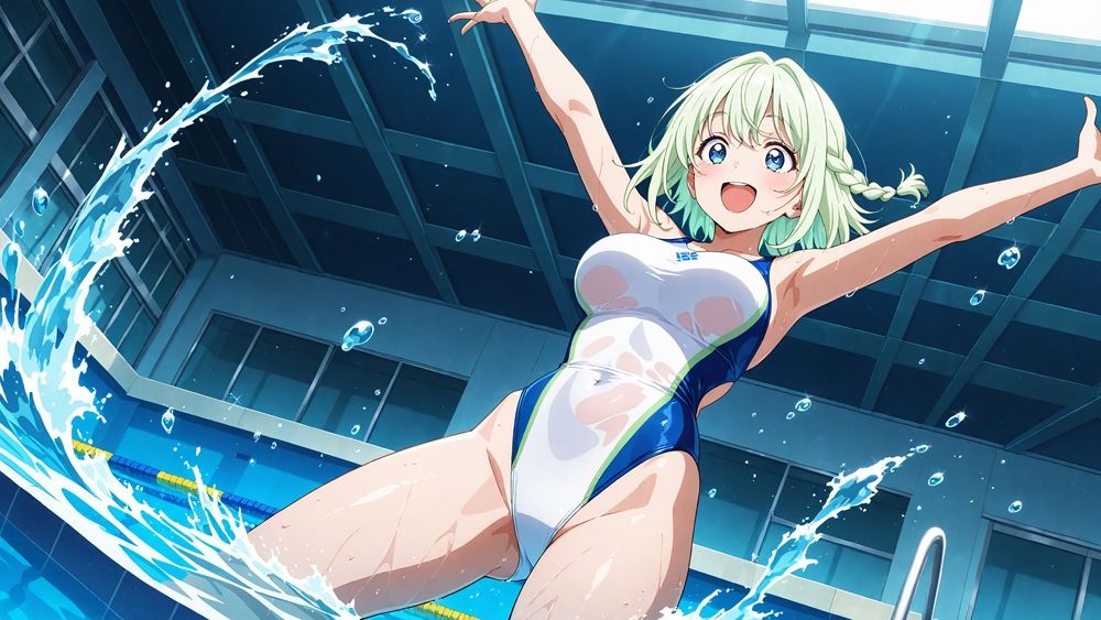 【4K】清楚な白スク水姉妹が部室で若手コーチの精液を争奪する孕ませ交尾 サンプル画像4