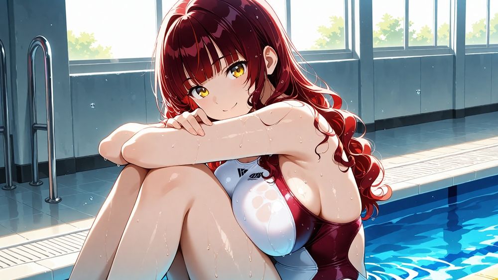 【4K】清楚な白スク水姉妹が部室で若手コーチの精液を争奪する孕ませ交尾 サンプル画像7