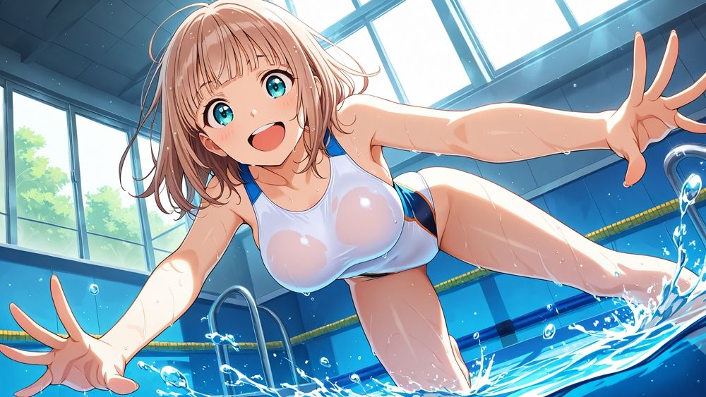 【4K】真っ白スク水の爆乳姉妹が水泳コーチに蕩かされて孕ませ交尾 サンプル画像4