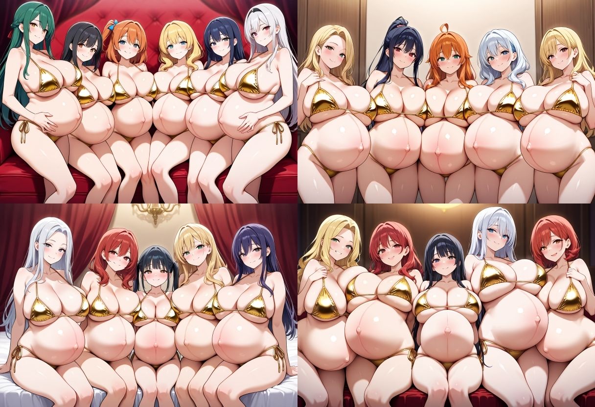 【500枚】金ビキニ×巨乳×妊婦 ハーレムCG集 サンプル画像7