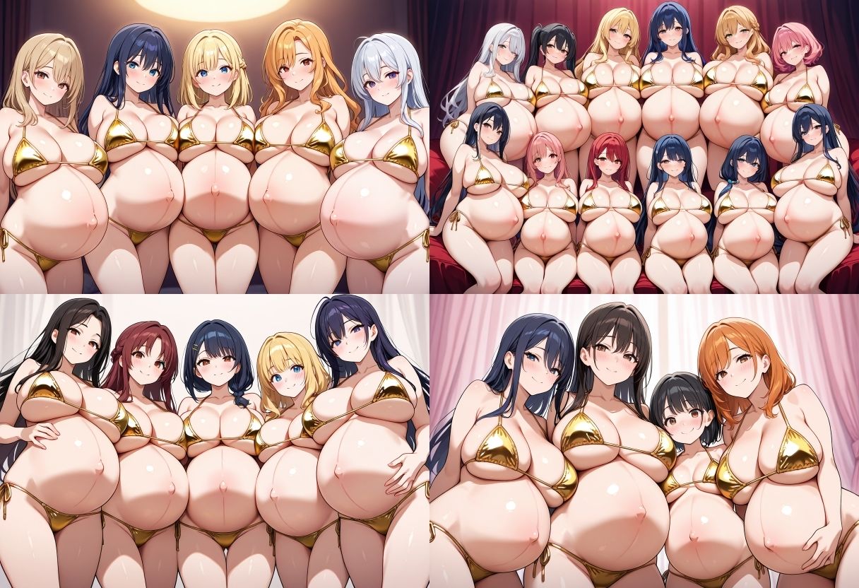 【500枚】金ビキニ×巨乳×妊婦 ハーレムCG集 サンプル画像8