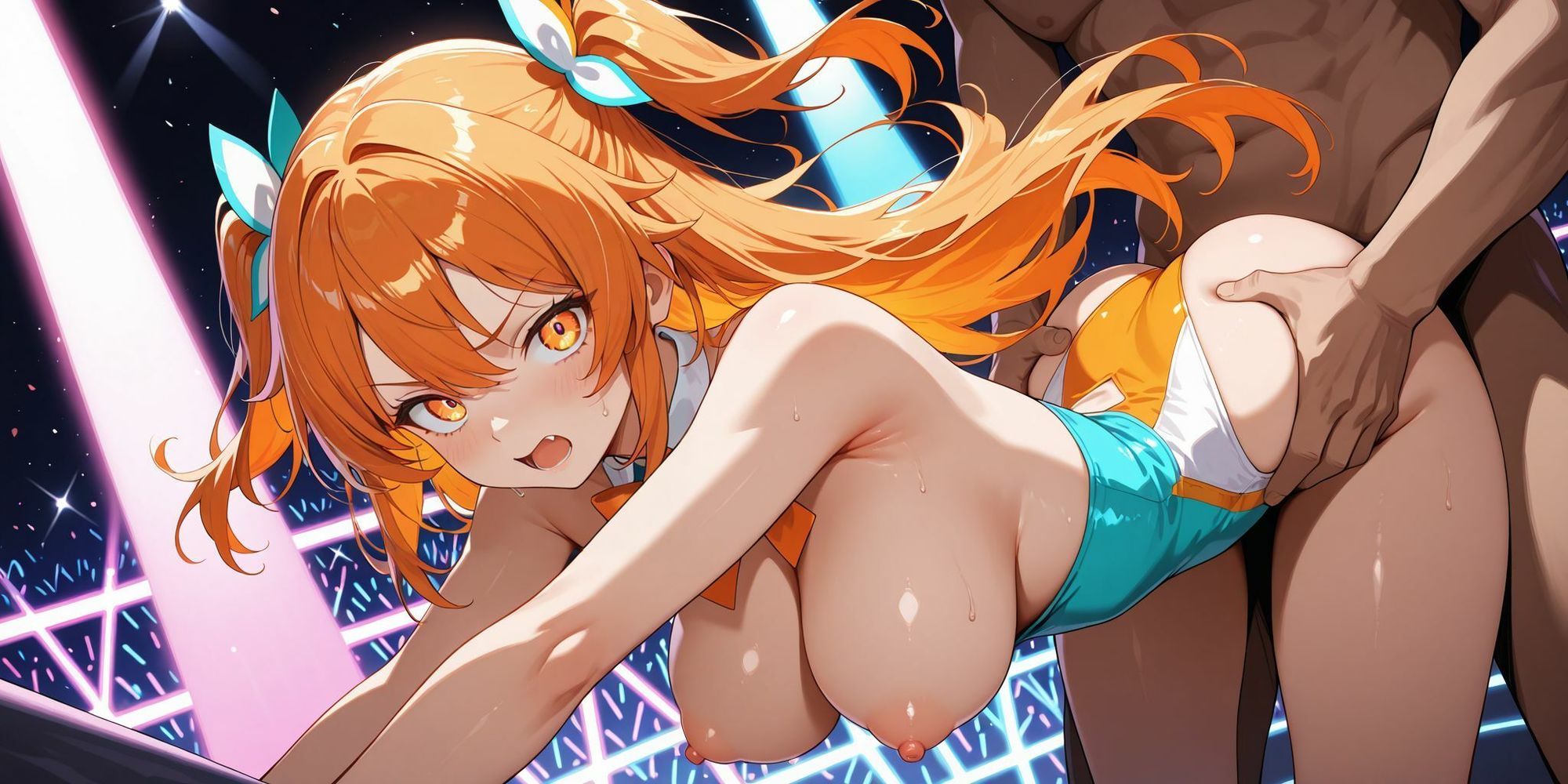 【500枚/超高画質2K/大容量】ステージの上で犯●れるアイドルたち2。〜スポットライトを浴びながら乱入男にバックから突かれる狂宴〜 黒髪・白髪・紫髪のトップアイドルたちが過激なステージ衣装を剥ぎ取られ大衆の前でイかされ続ける輪●劇。溢れる爆乳とペア構図で貫かれるバック＆乱交シチュエーション。男たちの筋肉美と汗の質感まで2048pxで鮮明に描写。歓声と悲鳴が交錯するライブステージで肉奴●と化した少女たちの至高の受難写真集第二弾。2048px×1024px/枚数多数/アイドル/乱交/バック/高画質 サンプル画像5