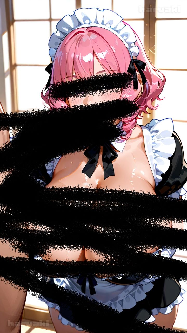 【AIアニメ巨乳美女写真集】Vol.15巨乳があふれてご奉仕放題なピンク髪メイドの七海さん サンプル画像5