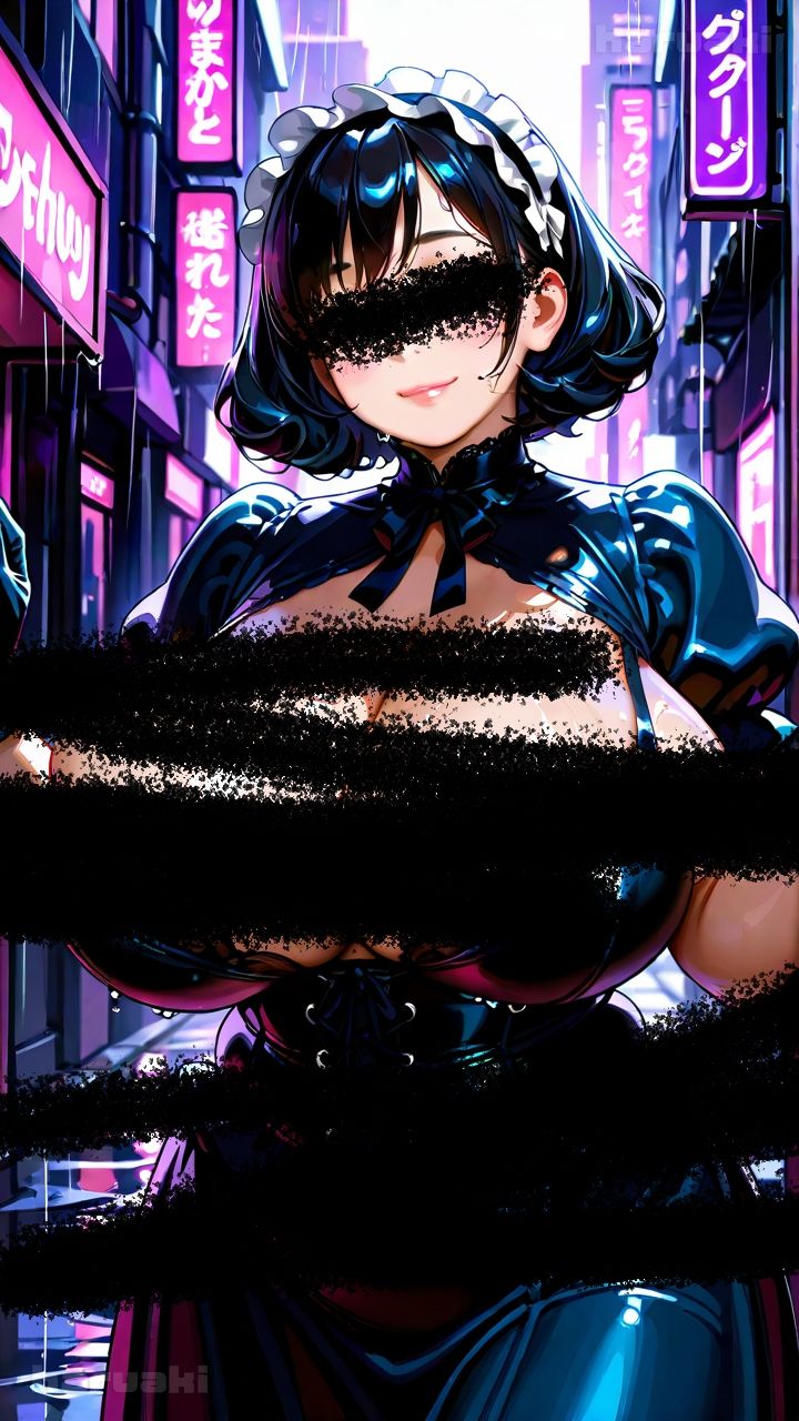 【AIアニメ巨乳美女写真集】Vol.16路地で出会ったふわふわ系ゴスロリ山口さんのおっぱいバトル サンプル画像1