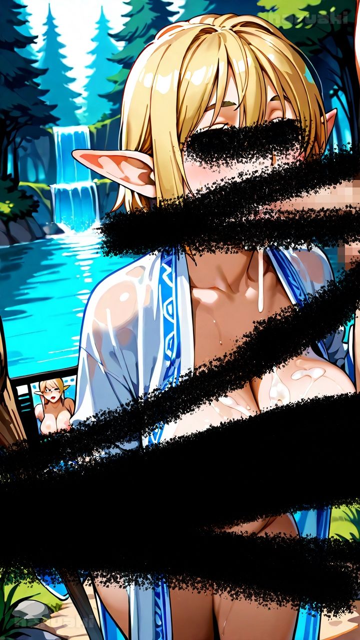 【AIアニメ巨乳美女写真集】Vol.9 ゲームの中で金髪爆乳エルフになってエロエロ性活 サンプル画像2