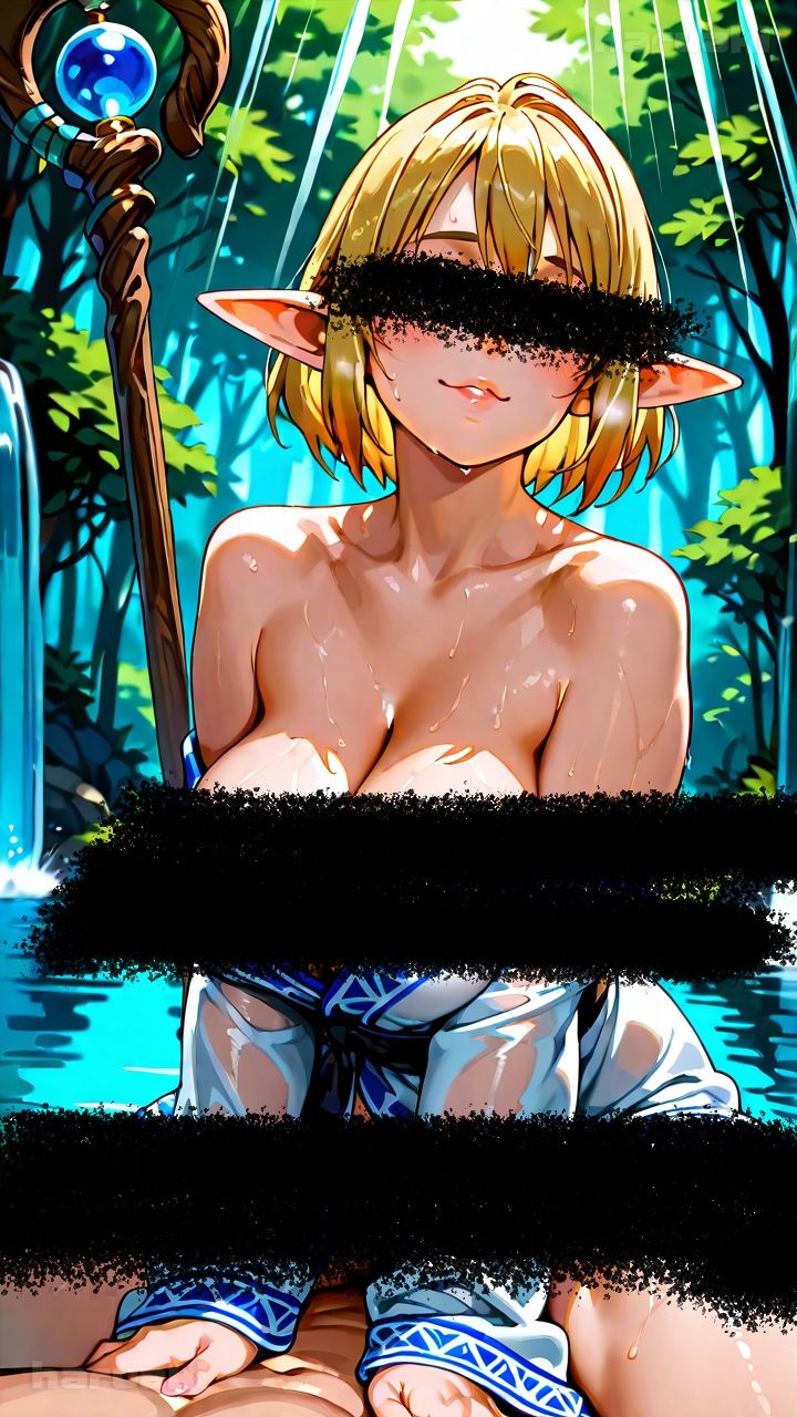 【AIアニメ巨乳美女写真集】Vol.9 ゲームの中で金髪爆乳エルフになってエロエロ性活 サンプル画像4