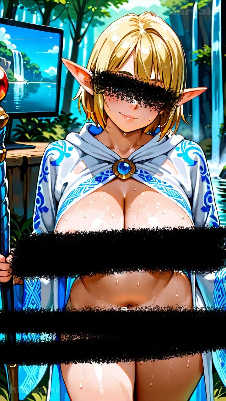 【AIアニメ巨乳美女写真集】Vol.9 ゲームの中で金髪爆乳エルフになってエロエロ性活 サンプル画像5