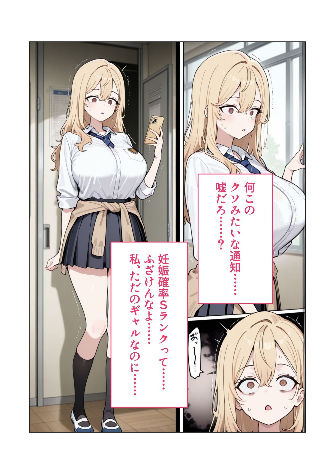 【AIイラスト・漫画集】スマホに届いた性交命令〜ゴミジジイ兄弟の種で子宮パンパン サンプル画像4