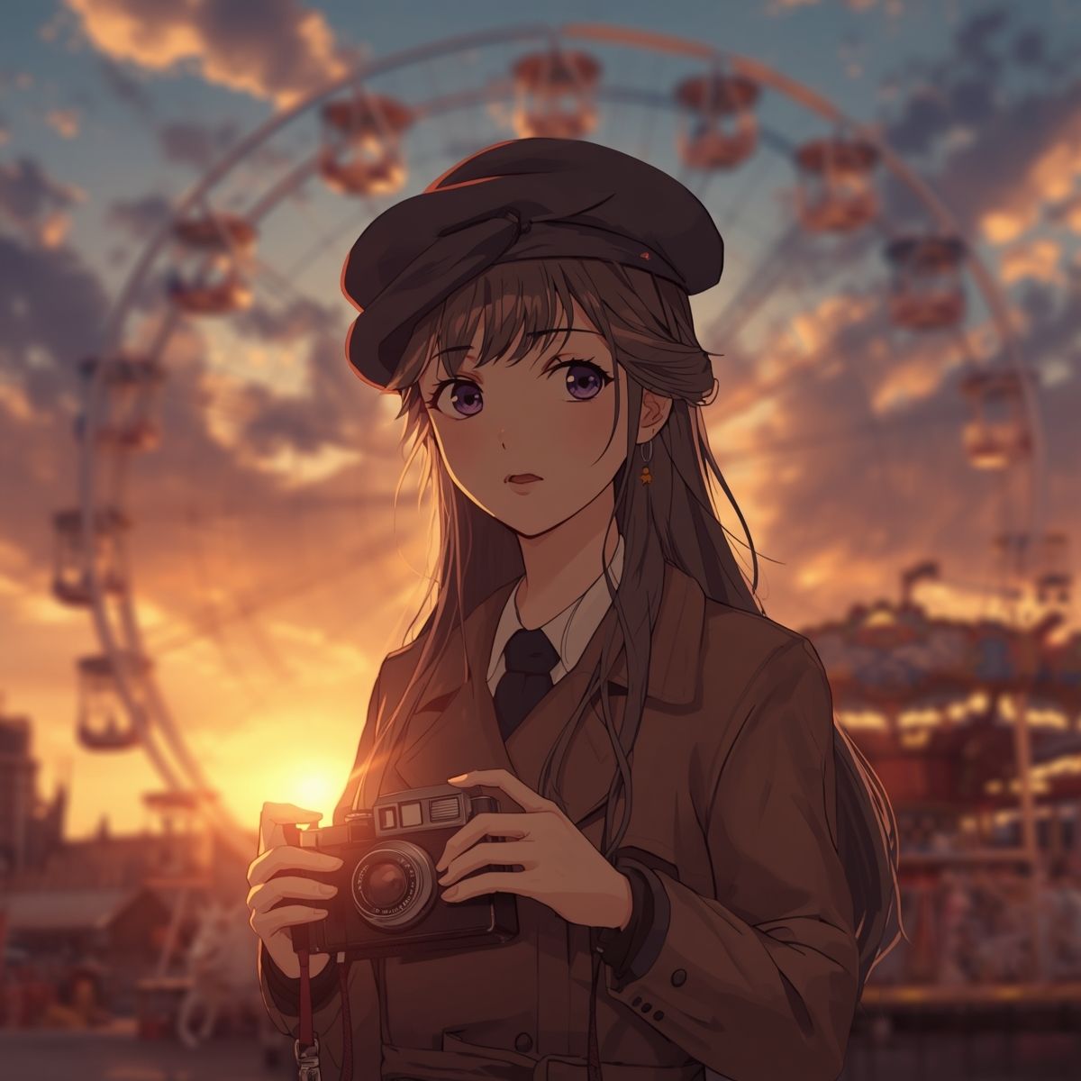 【AIイラスト集】NOSTALGIA III – 追憶のネガフィルムと夕暮れの遊園地 – サンプル画像8
