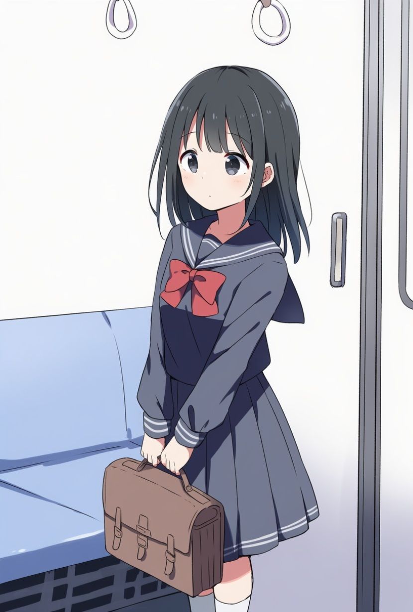 【AIイラスト集】めくる衝動:黒セーラーいたずら102選 サンプル画像1