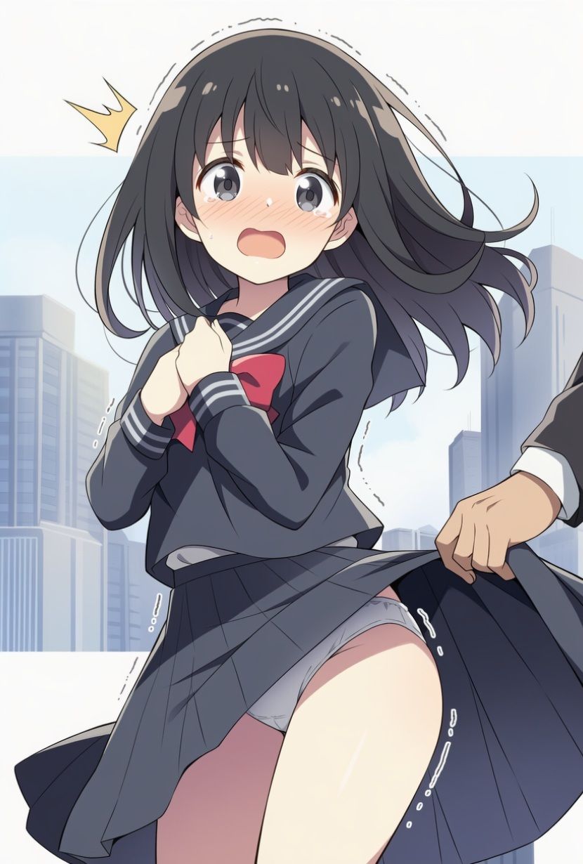【AIイラスト集】めくる衝動:黒セーラーいたずら102選 サンプル画像3