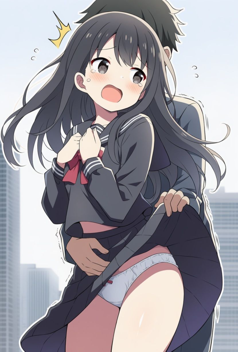 【AIイラスト集】めくる衝動:黒セーラーいたずら102選 サンプル画像4