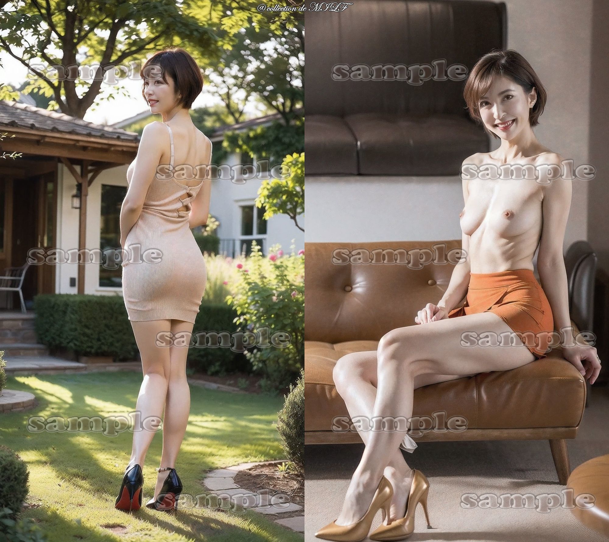 【AIグラビア】熟女のヒップとトップレス姿 サンプル画像1