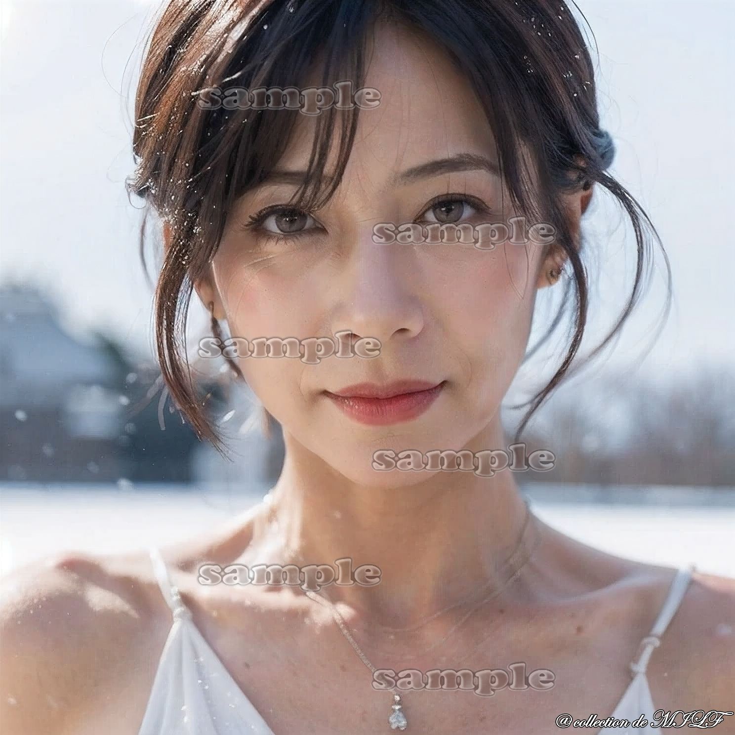 【AIグラビア】雪原で露出する熟女 サンプル画像2