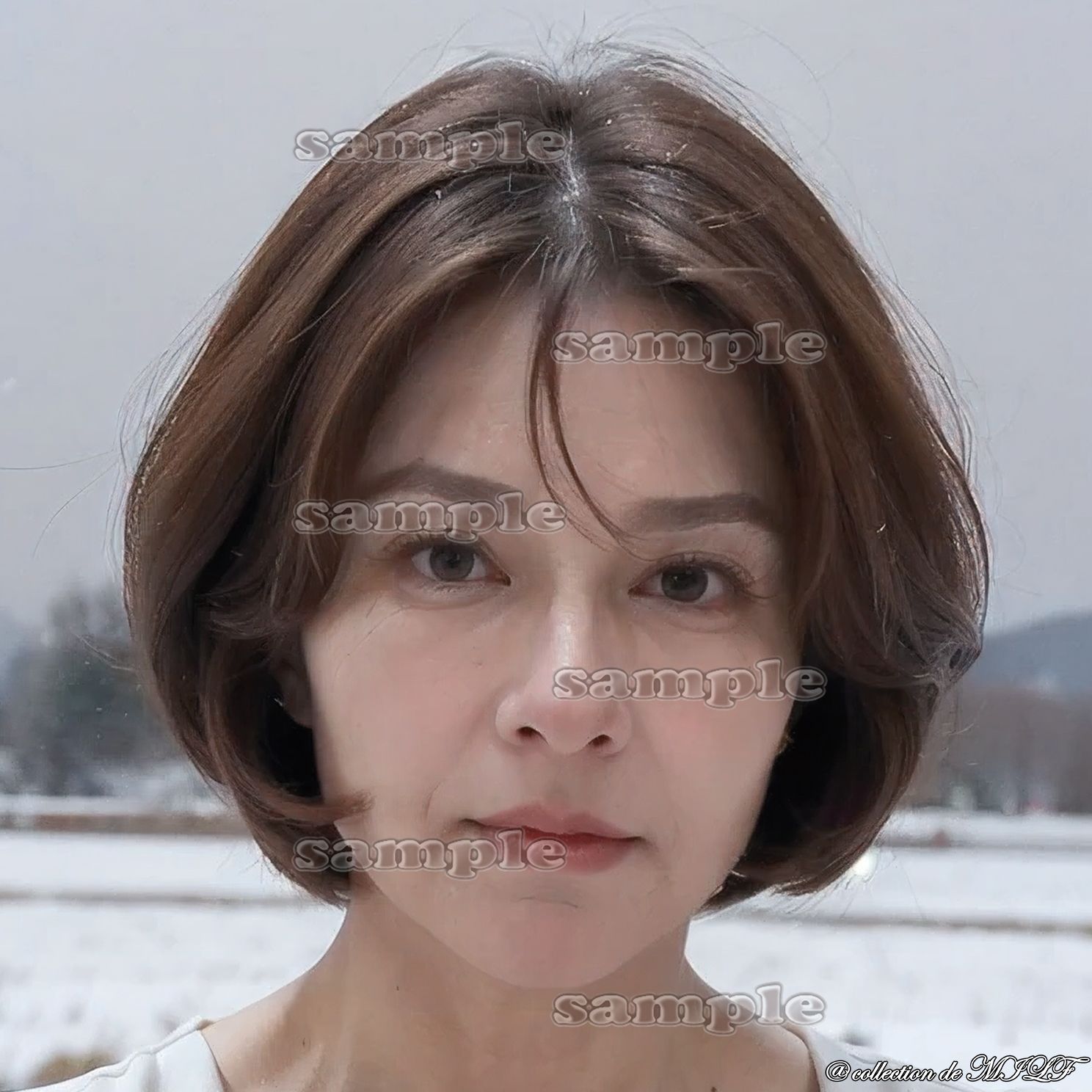 【AIグラビア】雪原で露出する熟女 サンプル画像6