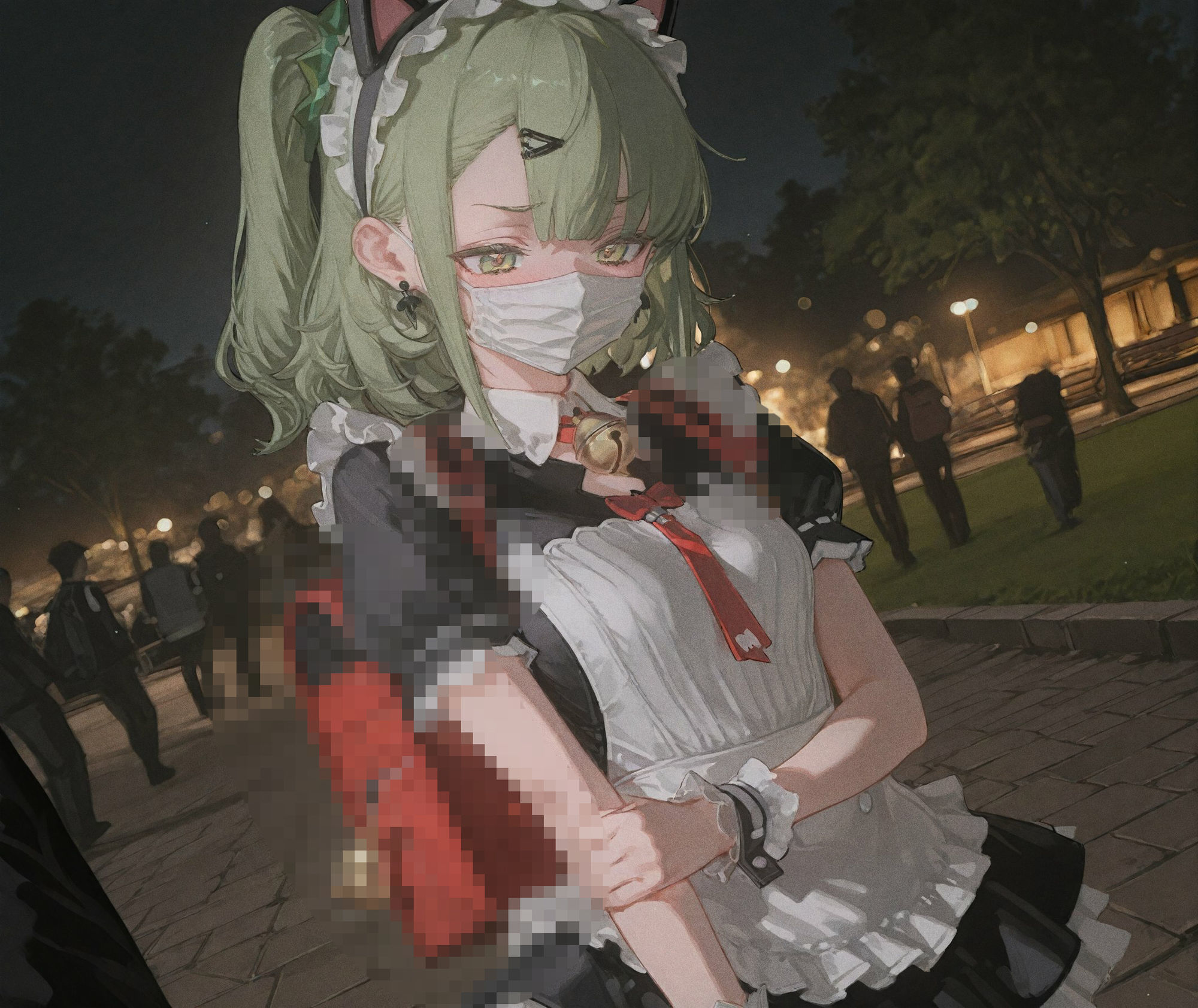 【CG489枚＋動画11本】「公衆便所×メイド服」資金難の妄想天使がオジサンの肉便器に。マスク越しフェラから始まる発情ドM覚醒 サンプル画像1