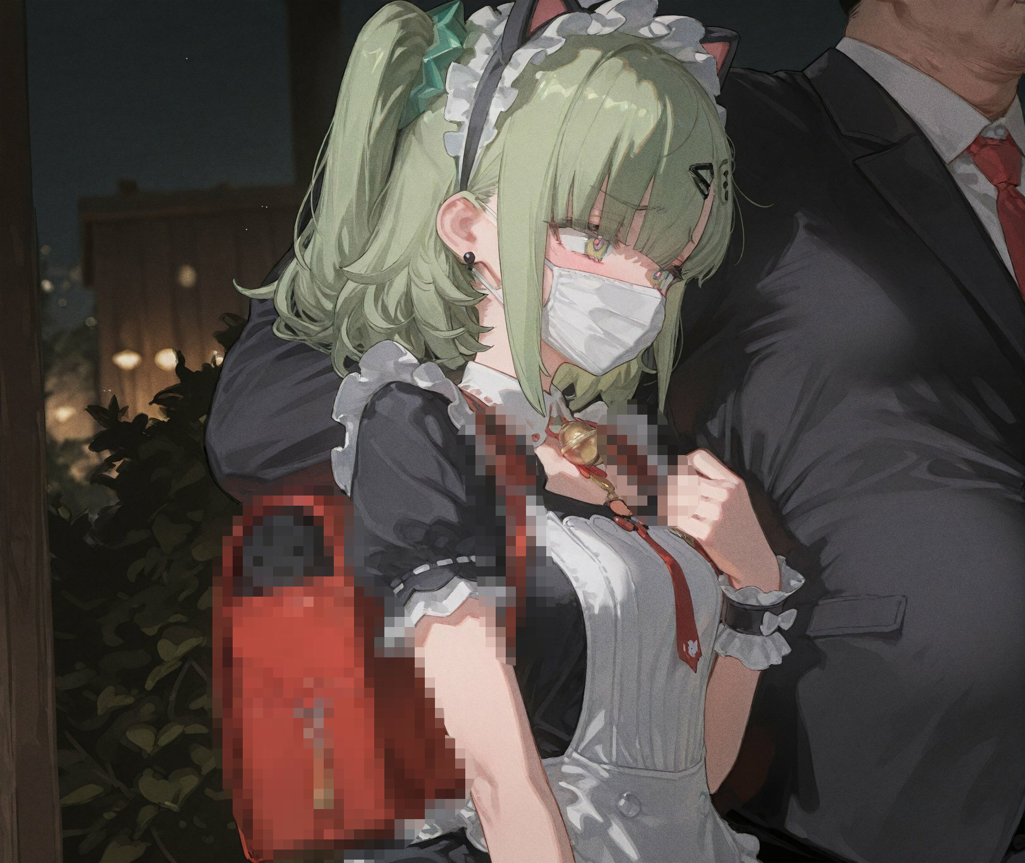 【CG489枚＋動画11本】「公衆便所×メイド服」資金難の妄想天使がオジサンの肉便器に。マスク越しフェラから始まる発情ドM覚醒 サンプル画像2