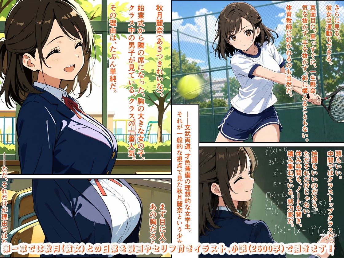 【どの娘とHする？】クラスで一番人気の美少女巨乳J〇・秋月麗奈の淫らな素顔を堪能するリアルSEXシミュレーション【1人目】 サンプル画像2