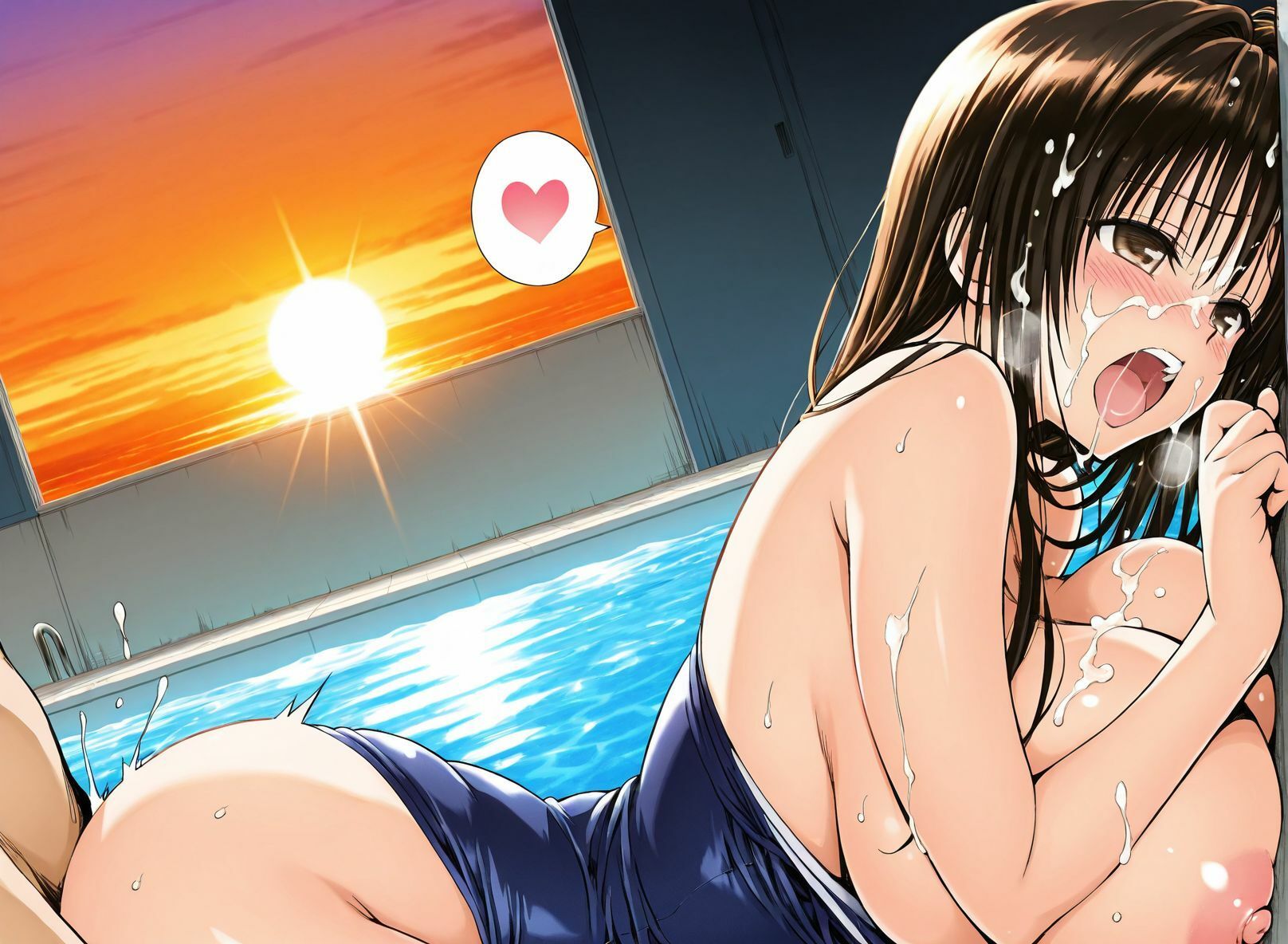 【アクシデントLOVE】【学生服、裸、スク水】黒髪ロング爆乳風紀委員（実はハレンチ）女学生小足川ちゃんとラブラブエッチ サンプル画像4