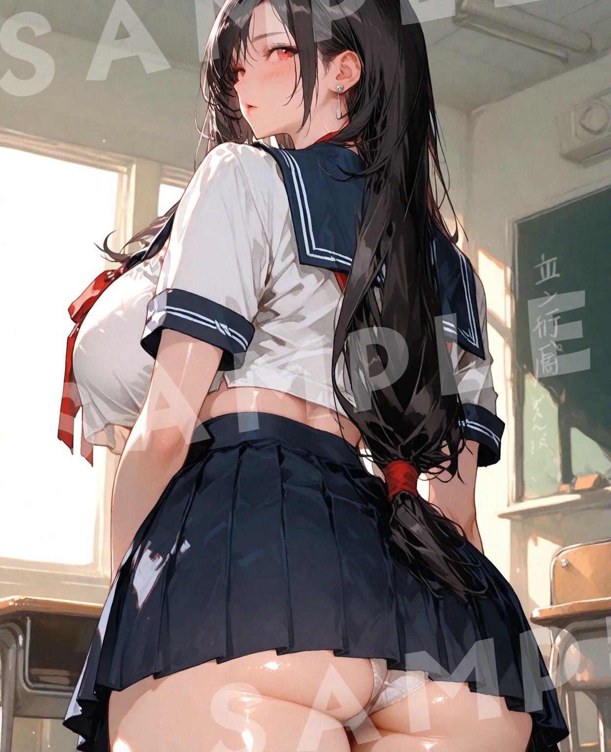 【コスプレx主観 1】学園コスで制服角ニーからスク水立ちバック サンプル画像2