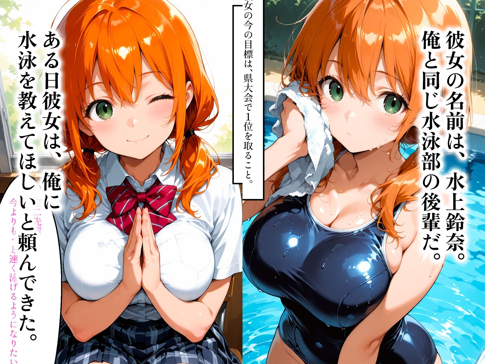 【セリフ付き】スク水女子校生快楽堕ちー先輩に秘密の性指導で開発される サンプル画像2