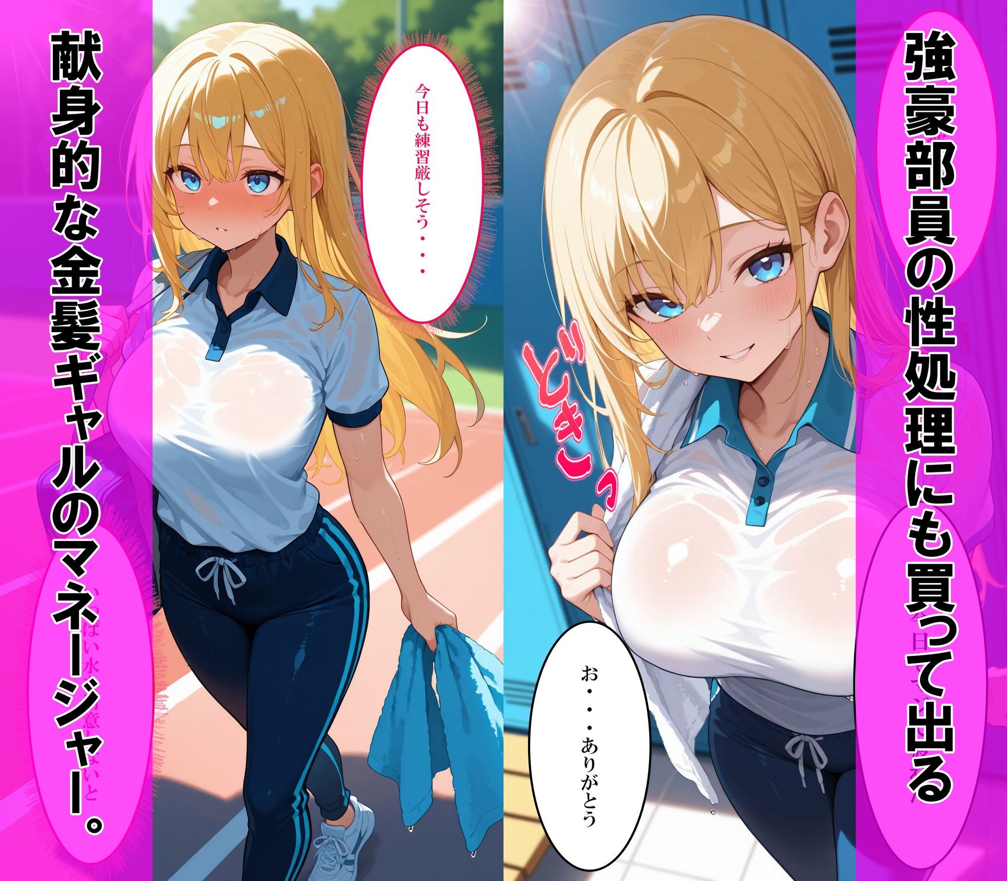 【セリフ付き】巨乳マネージャーが部員たちの性処理！？まわされ大量ぶっかけご奉仕SEX サンプル画像1