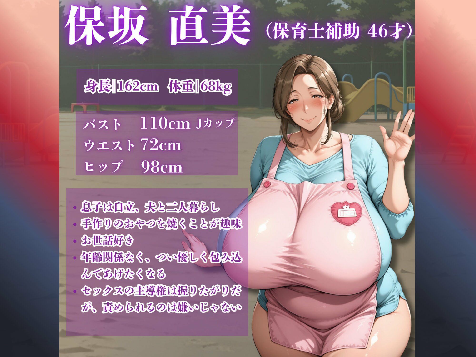 【セリフ入りあり】爆乳保育士補助（46才）なおみ先生デカマラおじさんと中出し搾精あそび サンプル画像1