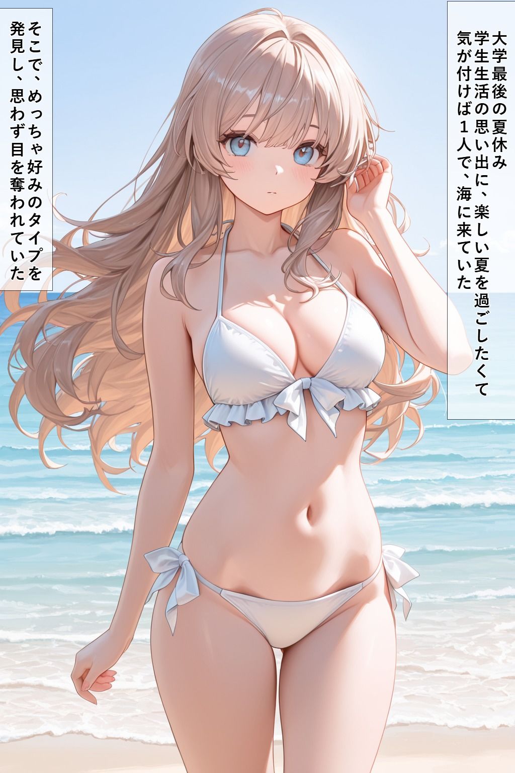【全ページセリフ付き】海でナンパ大成功、あとはヤルだけ サンプル画像1