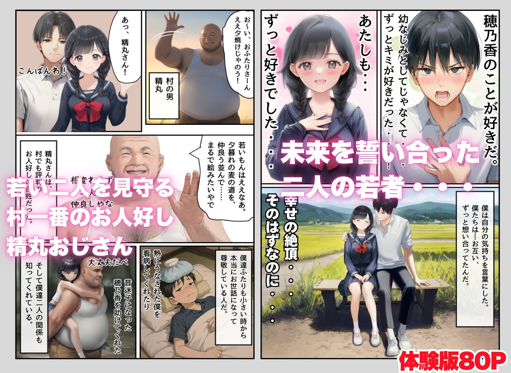 【因習村】村の飢饉を救うため差し出された僕の彼女、BMI40越えで性欲だけはいっちょまえの種付けおじさんに媚薬を飲まされ、おじさん特有のねちっこい前戯で全身べちょべちょに舐められたあげく、聖なる肉棒（チンカス付き）の掃除を実施！ その後はついに処女おまんこにゴールイン！入念かつ丹念にがん突きにされ、イキまくりんぐ！一晩中汗だくで連続絶頂アクメを決めさせられた話。 「穂乃香ぁ〜、オラの精、まるごと受け止めてくんろぉ〜〜！」 サンプル画像2