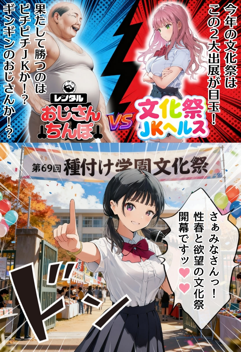 【大乱交】文化祭JKヘルス VS レンタルおじさんちんぽ サンプル画像1