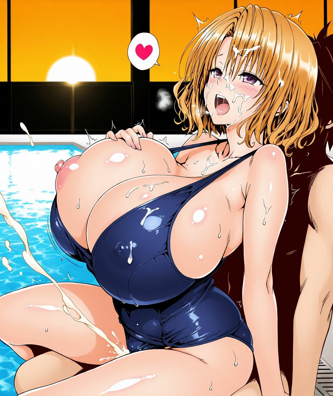 【学生服、裸、スク水】金髪ショートウェーブ爆乳女学生リカちゃんとラブラブエッチ サンプル画像4