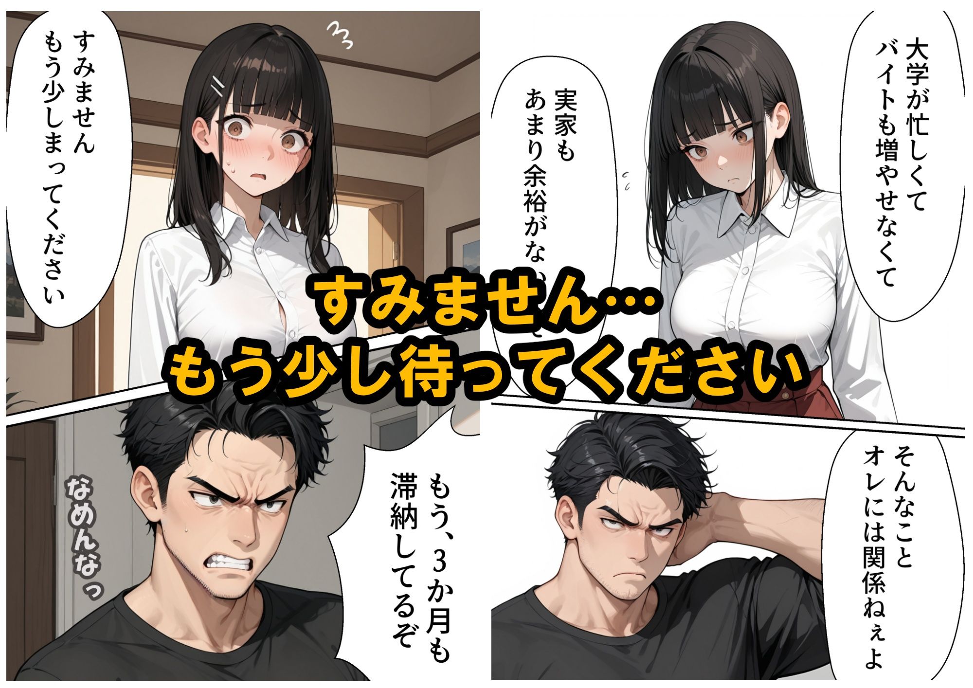 【家賃滞納】清楚系巨乳女子大生が堕ちる「性の取引」大家のエッチな要求にNOと言えない黒髪ロングニーハイ！エスカレートする強●調教 サンプル画像2