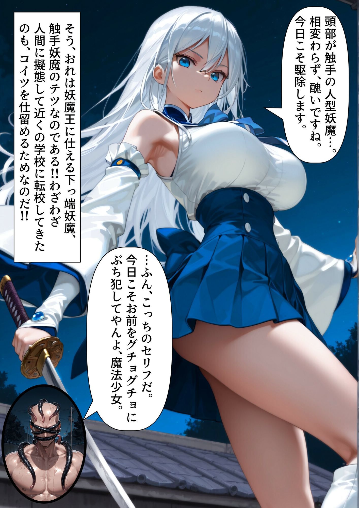 【寄生】触手怪人が魔法少女を乗っ取って闇落ちしたけど、魔法少女の正体は変身した彼女だった！？ サンプル画像4