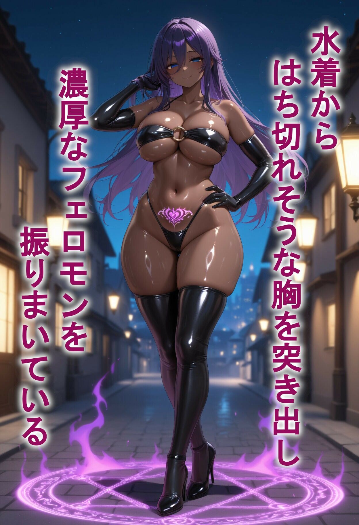 【悪堕ち×淫紋】紫髪の褐色爆乳魔法少女。はち切れそうな肉厚ボディを晒し、ラブホで徹底的に貪り尽くされる淫らな末路！ サンプル画像5