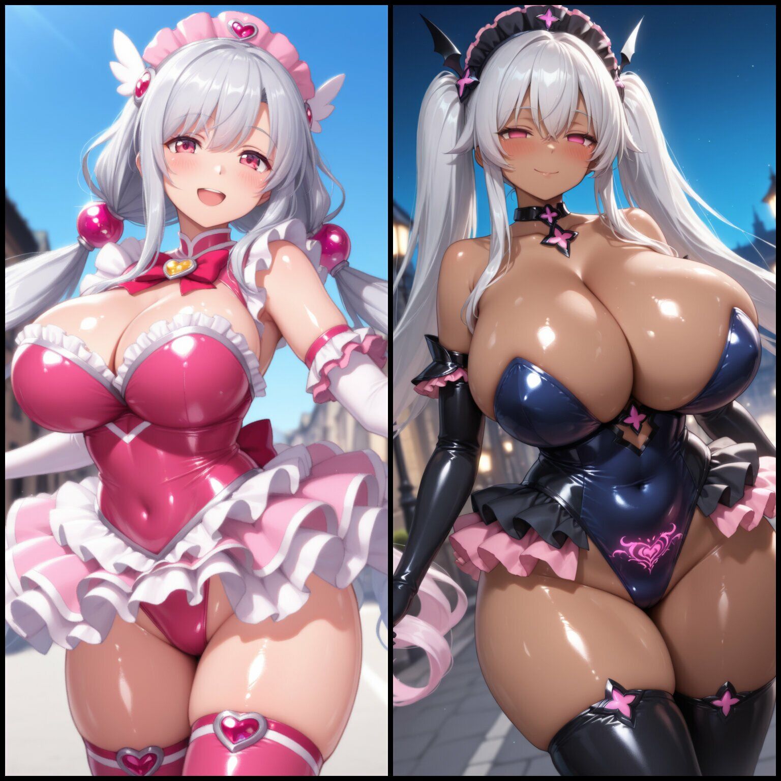 【悪堕ち×淫紋】銀髪褐色の爆乳魔法少女。淫らな肉厚ボディで夜の街を彷徨い、見知らぬ男に搾り尽くされる サンプル画像1