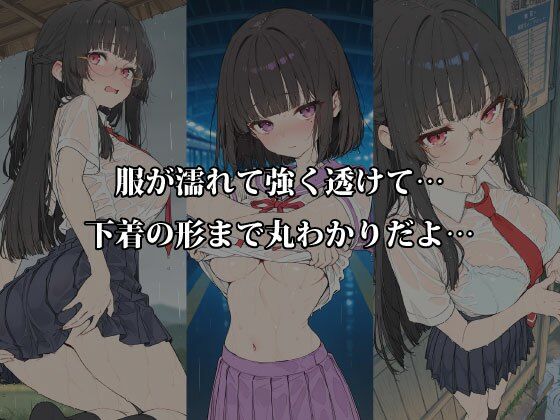 【濡れ透け特化】初夏豪雨×満員電車×駅雨宿り 制服強透け＆密着 サンプル画像2