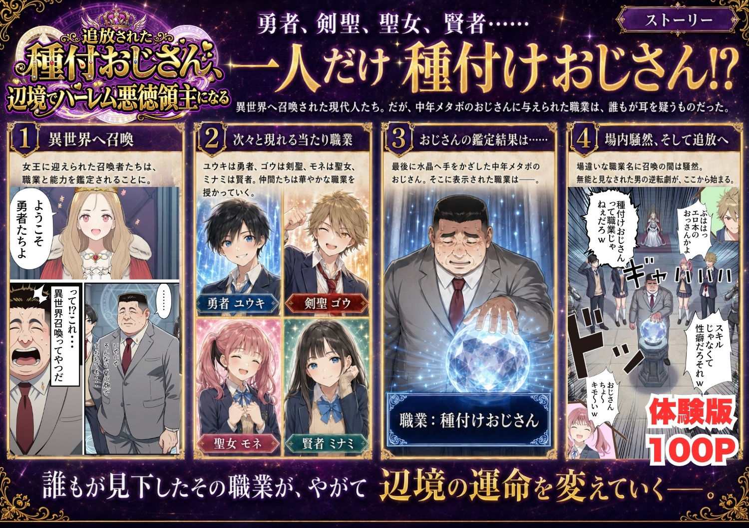 【異世界召喚】追放された種付けおじさん、辺境でハーレム悪徳領主になる サンプル画像1